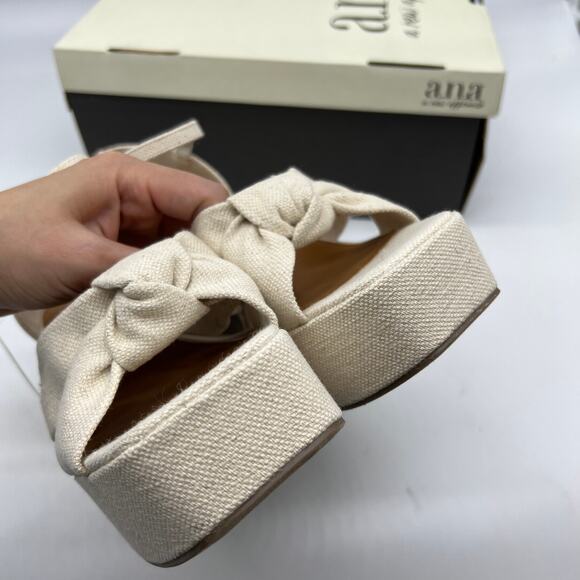 a.n.a Womens Holland Heeled Sandals Cream Natural Platform Size 7M - Picture 7 of 10